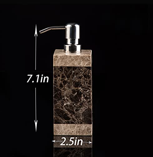 Hand Liquid&Lotion Soap Dispenser Pump Bottle Natural Marble For Kitchen Bathroom Countertop Laundry Room Holds Dish Soap Shampoo Laundry Liquid Shower Gel(Coffee Colour) #TOP3