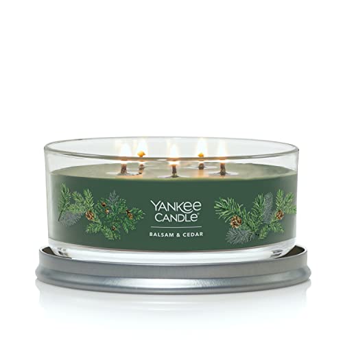 Yankee Candle Balsam & Cedar Scented, Signature 12Oz Medium Tumbler 5-Wick Candle, Over 16 Hours Of Burn Time #TOP1