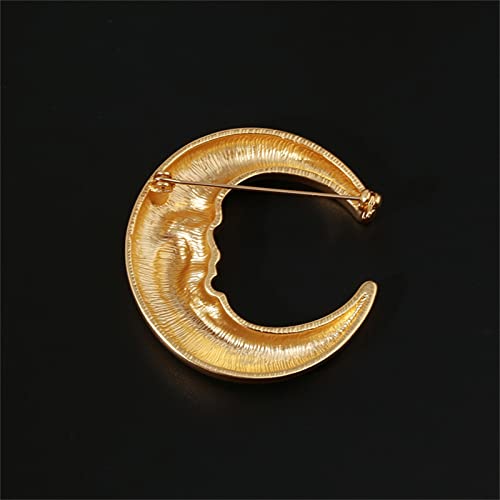Joyluckycat Vintage Copper Piece Gold-Plated Moon Brooch Women Vintage Antique Style Fashion Suit Pin Coat Accessories #TOP3