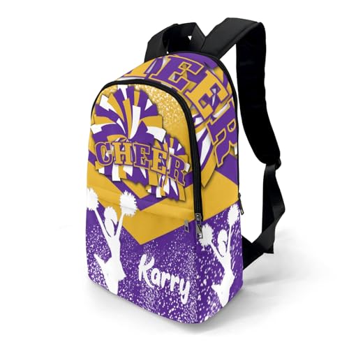 Personalised Casual Rucksack Large Capacity Casual Backpack Custom Unisex Travel Bag Purple Yellow Cheer, 11.8''(L)*5.5''(W)*17.7''(H), Option 42
