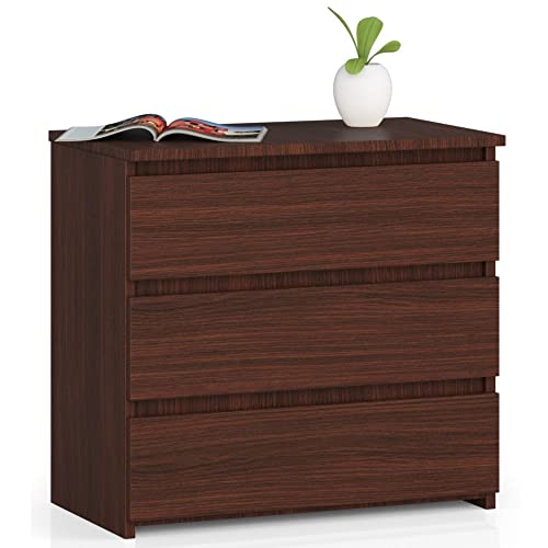 AKORD Commode CL-3 avec 3 tiroirs | Commode Classique pour La Chambre, Salon | Meuble de Rangement | L60 x H57 x P35 cm | Poids 26 kg | Wengé