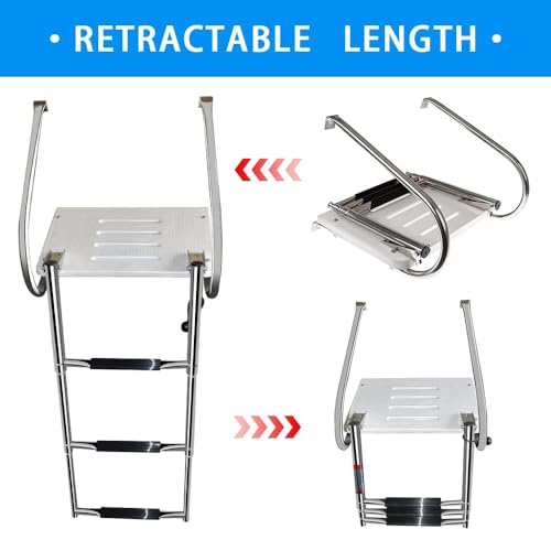image for Mojiate Boat Ladder ABS Swim Platform Stainless Boat Ladder with teles