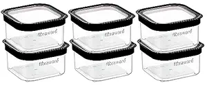 Food Safe Plastic Multiuse Square Fit-Lock Airtight Storage Jar, Grocery Container, 450 ml, set 6 BPA free, Black