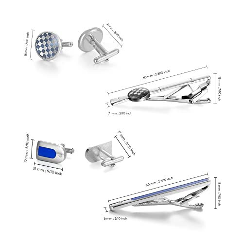 Image of UJOY Mens Tie Clip and Cufflink Set 12 PCS, Shirts Necktie Bar Pins Cuff Link Buttons, Wedding Businesss Gift for Men