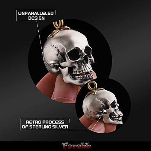 Skull Pendant Charm for Necklace Bracelet 925 Sterling Silver Handcrafted Gothic Rock Punk Diablo Biker Locomotive Retro Matte [Heavy 60007]3