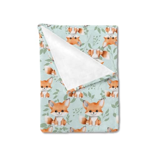 Image of Cute Green Leaves Baby Blanket for Boys Girls Baby Animal Flannel Soft Swaddle Blanket Receiving Blankets for Kids Toddler Nursery Bed Blanket Stroller Carseat Crib Cover Playmat 30x40