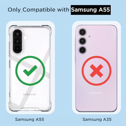 Image of Amazon Basics Back Cover for Samsung Galaxy A55 5G PC + TPU Clear Transparent Raised Edges Shockproof Protective Phone Bumper Case(Transparent)