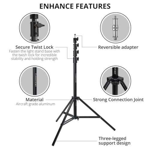 Flashpoint Pro Heavy-Duty Air-Cushioned Light Stand (Black, 9.5')