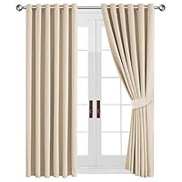 Aspire Homeware Window Treatments Eyelet Readymade Blackout Curtains Thermal Insulated Top Ring For Windows, Living Rooms, with Two Tiebacks (Cream, 46" Width X 54" Drop (117 x 137 CM))