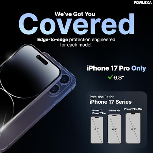 Image of 2 Pack Screen Protector for iPhone 17 Pro 6.3 inch 5X Stronger Tempered Glass 9H+ Hardness 12FT Military Grade Shatterproof HD Clear, Scratch Resistant Bubble-Free Installation Frame Case Friendly