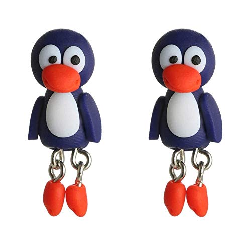 no brand Boucles d'oreilles poterie Bleu Mignon de Bande dessinée Douce stéréo Stud Pingouin Arctique (Color : Penguin)
