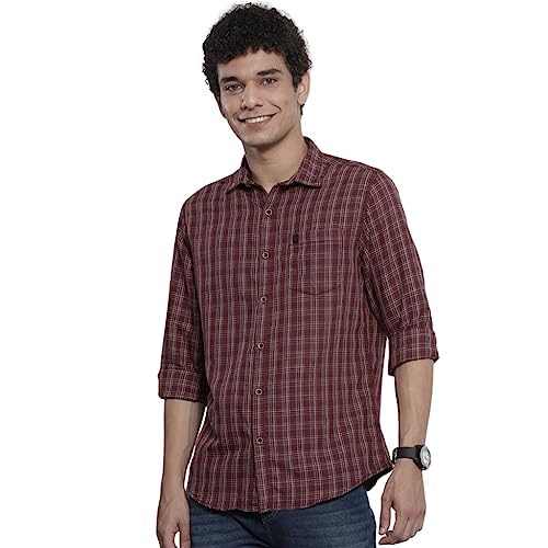 Image of The Indian Garage Co Men Regular Fit Checkered Full Sleeves Cutaway Collar Casual Shirt
