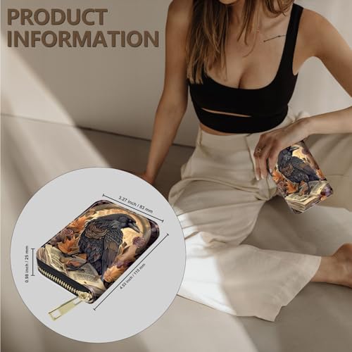Credit Card Holder Wallet for Women, Credit Card Wallet with Zipper Design and Double-Sided Mirror, Crow Book Card Wallet Women Fashionable, A Lovely Souvenir for Friend3