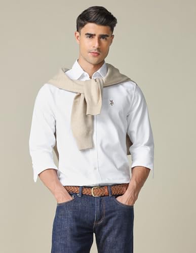 Image of U.S. Polo ASSN. Textured Tailored Fit Shirt for Men - 100% Cotton, Breathable & Comfortable, Full Sleeves Casual Shirt for Men