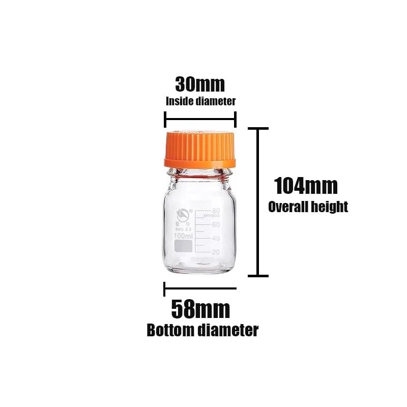 Frascos de reactivos de 100 ml/250 ml/500 ml. Material de laboratorio de química química transparente. Frasco de vidrio de borosilicato de alta calidad (250 ml).(500ml)