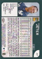 2001 Topps Chrome Baseball Card #77 Derek Jeter