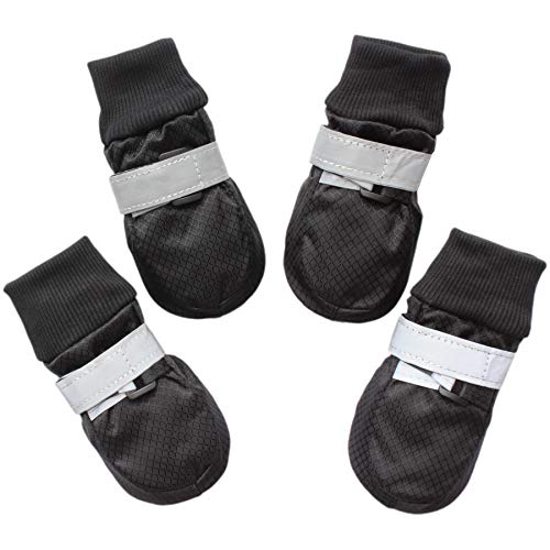 Hiado Dog Shoes Boots Paw Protectors Reflective with Antislip Rubber Soles to Protect