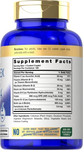 Carlyle B Complex Stress Vitamin Supplement | 180 Caplets | With Vitamin C | Non-Gmo And Gluten Free #TOP1