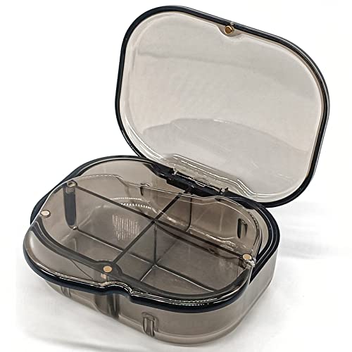 Pill Case, IUKUS Small Pill Box-Magnetic Travel Pill Organizer Medicine Container, Waterproof & Cute Daily Pill Case Portable Vitamin Case for Purse or Pocket (Black Case)