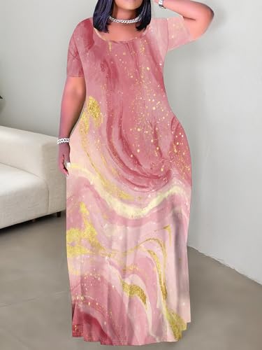 Image of Plus Size Maxi Dresses for Curvy Women T-Shirt Summer Sun Dresses Loose Fit