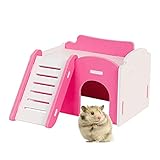 YUEKUA Mediterranean Style Hamster Ladder Pink Little House, Perfect for Chewing Small Animals like...