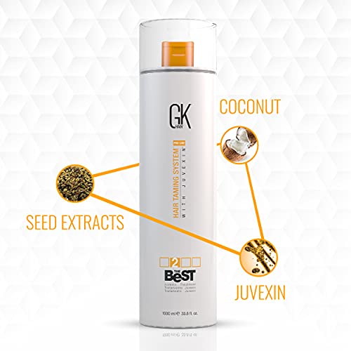 Gk Hair Global Keratin The Best (33.8 Fl Oz/1000Ml) Smoothing Keratin Hair Treatment - Professional Brazilian Complex Blowout Straightening For Silky Smooth & Frizz Free Hair #TOP3
