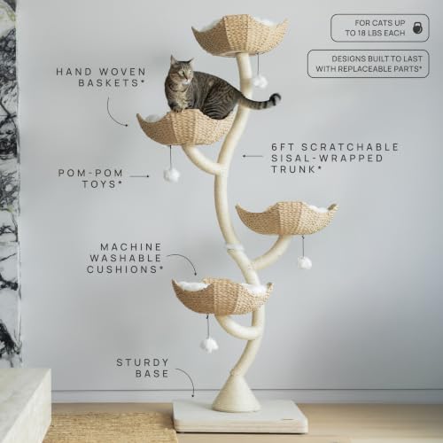 Image of Mau - 73 inch Modern Cat Tree Tower for Large Cats, Tall Luxury Cat Condo