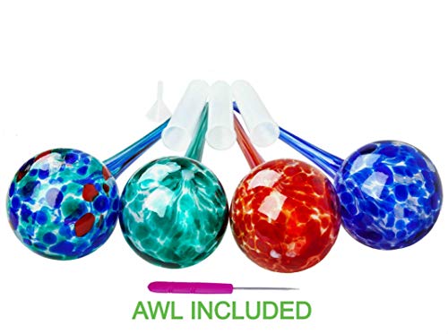 Improved Adjustable Large Self Watering Spikes for Plants. Indoor Outdoor Decorative Garden Irrigation System Aqua Glass Watering Globes Bulbs Stakes with a Plastic Tube for No More Mess(4 Pack) - Thumbnail 3