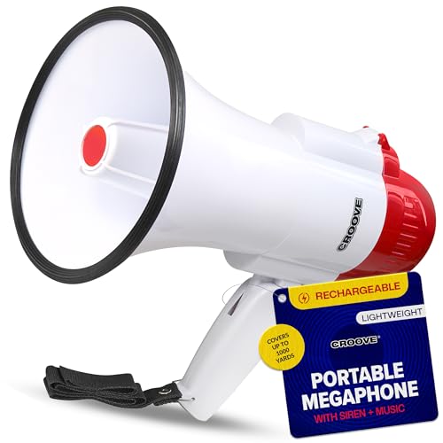 Rechargeable Megaphone Bullhorn Speaker, 1000 Yard Voice Range, Lightweight Mini Blow Horn, Loud