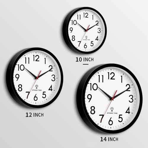 Image of DAXSMY Atomic Wall Clock Analog 10 Inch Battery Operated Modern Decorative for Living Room Kitchen Office Bedroom Bathroom(Black)