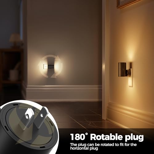 Image of Briignite Night Lights Plug into Wall, 5CCT LED Night Light Plug in, Dusk to Dawn Sensor, 330 Swivel Plug, 0-100LM Adjustable Brightness, Dimmable NightLight for Hallway, Bedroom, Stairway, 4 Pack