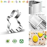 Easter Cookie Cutters Large Set of 6 - Egg, Chick, Carrot, Rabbit, Bunny Face, Butterfly Shapes - Stainless Steel Biscuit Molds for Spring Holiday Baking