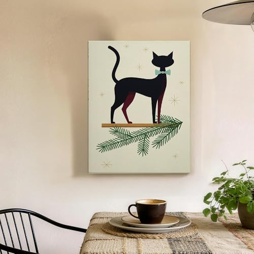 Toile chat étoiles d'hiver tableau noir design 30x40cm - 5