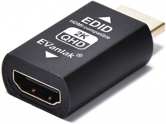 EVanlak Hdmi Edid Emulator Passthrough 3rd Generrtion Premium Aluminum Eliminated Emulator Adapter Work with Mac Thunderbolt to HDMI Switches/Extender/AV Receiver/Video Splitters 2K 2560x1440 60hz@60H