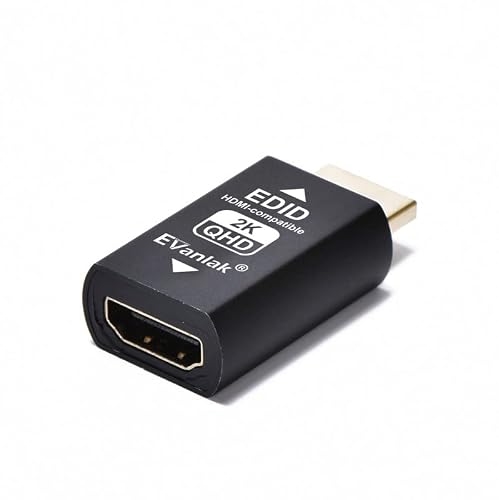 EVanlak Hdmi Edid Emulator Passthrough 3rd Generrtion Premium Aluminum Eliminated Emulator Adapter Work with Mac Thunderbolt to HDMI Switches/Extender/AV Receiver/Video Splitters 2K 2560x1440 60hz@60H