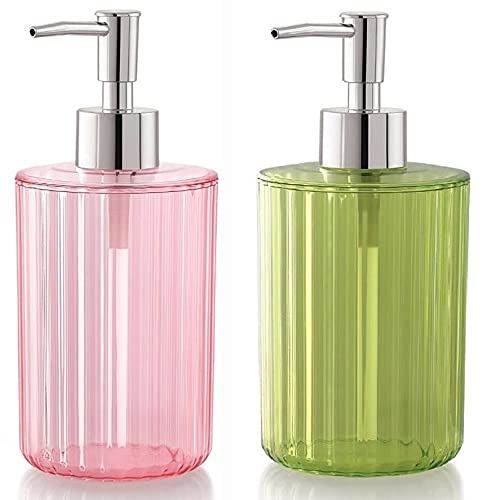 Nimbose® Liquid Soap Dispenser for Bathroom Set of 2, Refillable Hand Soap Dispenser, Unbreakable Plastic Handwash Bottles for Kitchen, Wash-Basin & Bathroom (Mixed Colors, Set of 2) 2