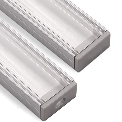 SOTECH LED Aluminium Profil-PH1 (2000 x 18 x 8,5 mm) für breite LED Stripes bis 16 mm (z.B. für Philips Hue LightStrip) Aufbauprofil mit klarer Abdeckung und Endkappenset