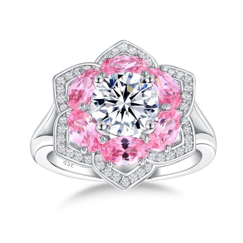 Bague fleur en argent sterling 925 et émeraude véritable grand modèle