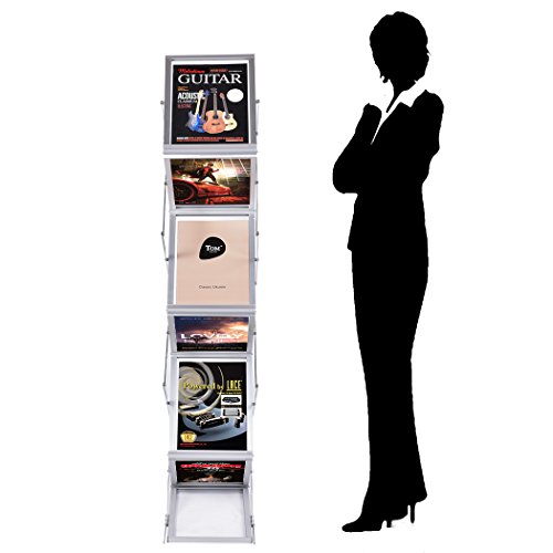 Aluminum Foldable Literature Holder Magazine Rack Brochure Display Stand Floor Pop-up Catalog Leaflet Flyer Holder with Portable Carrying Case for Tradeshow, Conference, Office Showroom - Thumbnail 6