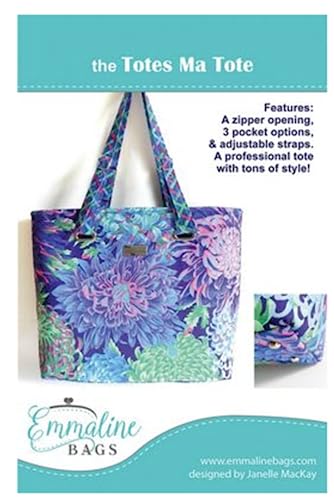 Emmaline Bags Ma Tote Pattern, White/Blue2