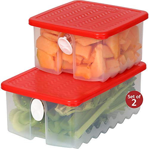 Fresh Fruit and Vegetable Food Keeper Saver Storage Container with Air Vented Lids