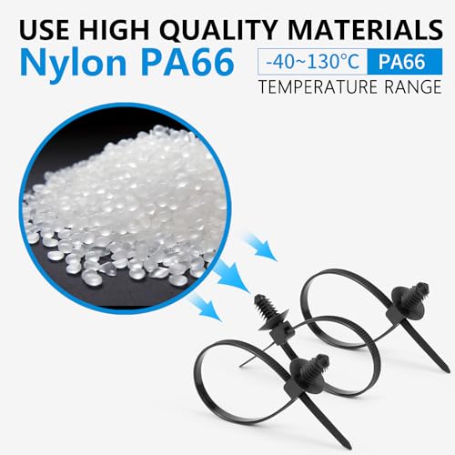 Armpow 110 PCS Automotive Installation Black Push Mount Cable Zip Ties Assorted Sizes, Heavy Duty Self-Locking UV Resistant Wire Ties - For Indoor Wire Bundling, Construction, Automotive