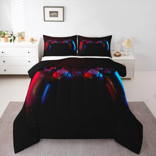 Gamer Comforter Set for Boys Girls Man Gaming Bedding Set,Black