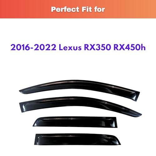 Image of KPY Rain Guards Fit for 2016-2022 Lexus RX350 RX450h, Out-Channel Window Visors Vent Wind Deflectors 4PC, Car Accessories for 16-22 Lexus RX Series