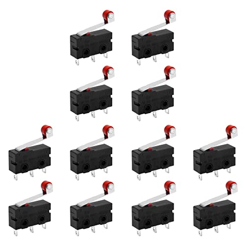 BokWin 12 Pcs Micro Limit Roller,Micro Limit Switch with Lever Arm 3 Pin 125 250VAC