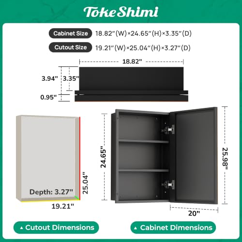 Image of TokeShimi 20 x 26 Medicine Cabinets for Bathroom, Oil Rubbed Bronze