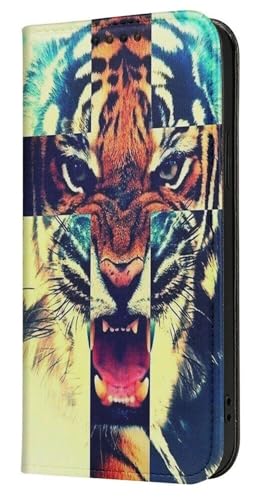 Mixroom - Funda tipo libro para Huawei P30 Pro con soporte de ecopiel cierre magnético cartera parte interior de TPU suave fantasía tigre cruz 45