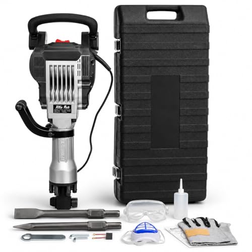 Image of XtremepowerUS 3600W Electric Demolition Jack Hammer Point Chisel Bits Construction Concrete Breaker Punch Drill DIY Floor Drill 2 Chisel Bits (Flat Chisel & Point Chisel) with Case