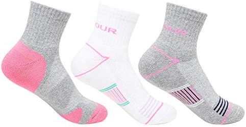 Bonjour Cotton Women Multicolored Cushioned Ankle Length Sports Socks -Pack Of 3