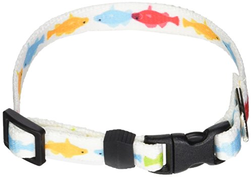 Image of Yellow Dog Design Rainbow Fish White Dog Collar, Teacup-3 /8 Wide and fits Neck Sizes 4 to 9 inch